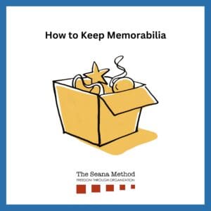 Cardboard box graphic with a star and other goods peeking out the top. How to Keep Memorabilia