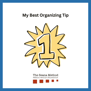 Yellow star with a number one in the middle. My Best Organizing Tip