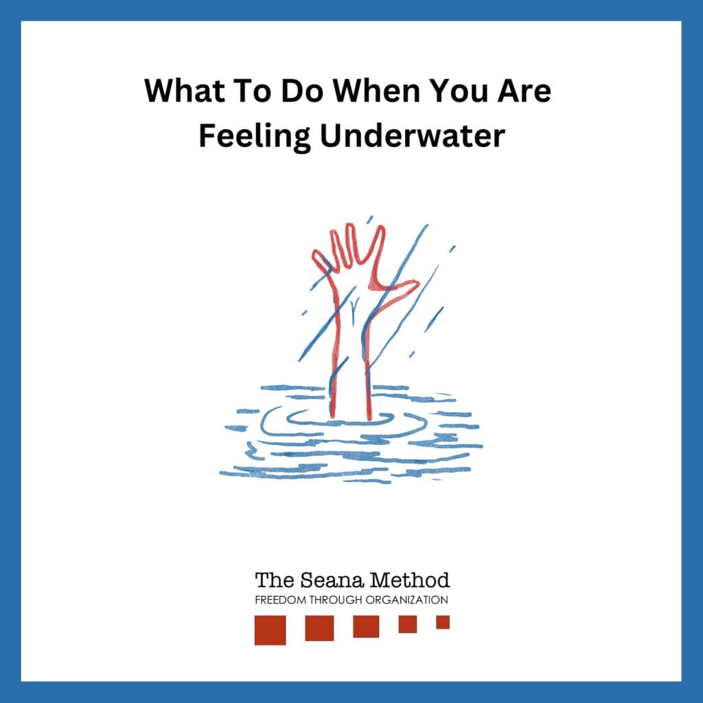 Graphic of a hand reaching up out of the water and the words What to do When You Are Feeling Underwater