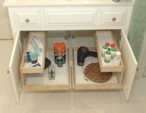 Pull out drawers in a bathroom