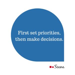 First set priorities, then make decisions.