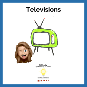1950s television with a female memoji winking. Lighten Up! Tips for Letting Go in 2024 – Televisions
