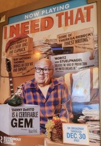 Poster advertising the Broadway play 'I Need That." Organizing, Decluttering, and What We really “Need.”