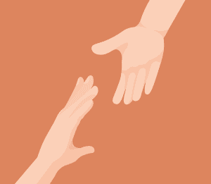 Hands reaching out for each other.