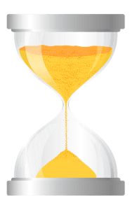 An hourglass with sanding fall from the top to the bottom.