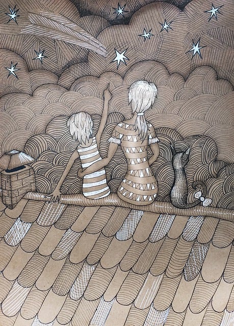 Mother and child sitting on a roof looking at stars. The powerful role of wishes and work in getting results.