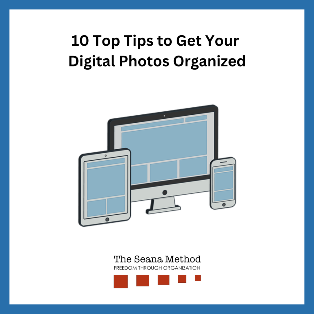 A computer, phone and tablet. 10 Top Tips to Get Your Digital Photos Organized