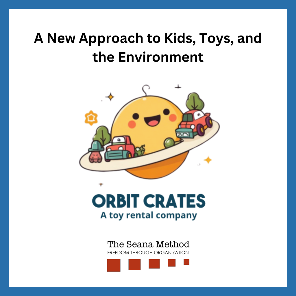 Comic of a planet with toy cars driving around its planetary ring and the words A New Aproach to Kids, Toys, and the Environment