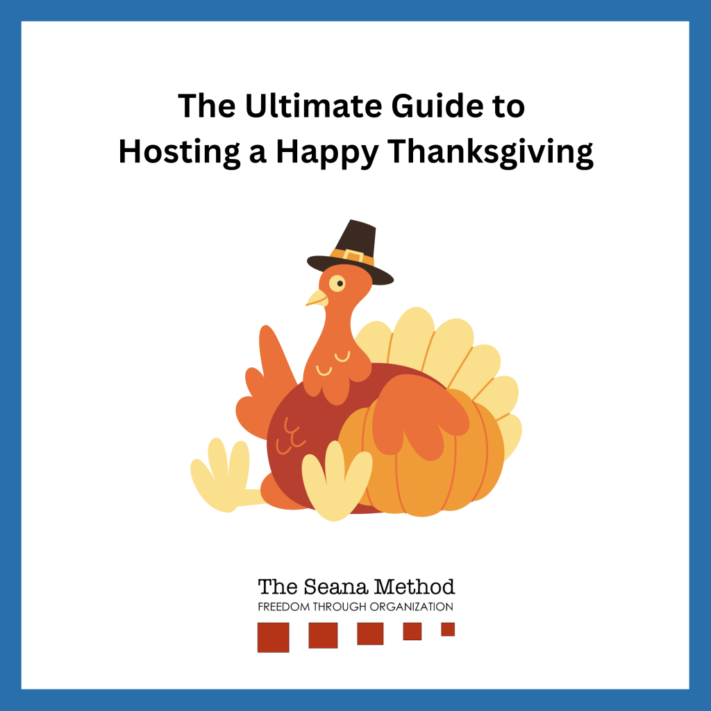 Animated turkey with the words The Ultimate Guide to Hosting a Happy Thanksgiving
