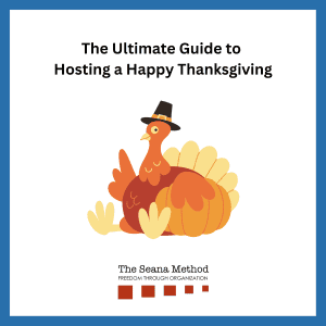 Animated turkey with the words The Ultimate Guide to Hosting a Happy Thanksgiving