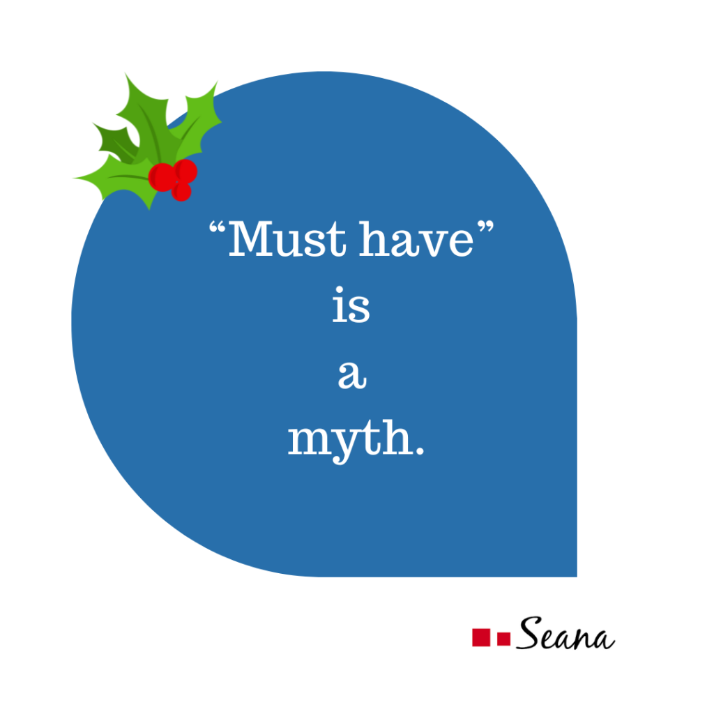 Thought bubble with a sprig of holly and the words "must have" is a myth.