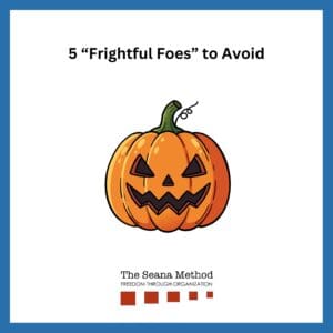 Graphic of a jack-o-lantern with the words 5 "Frightful Foes" to Avoid